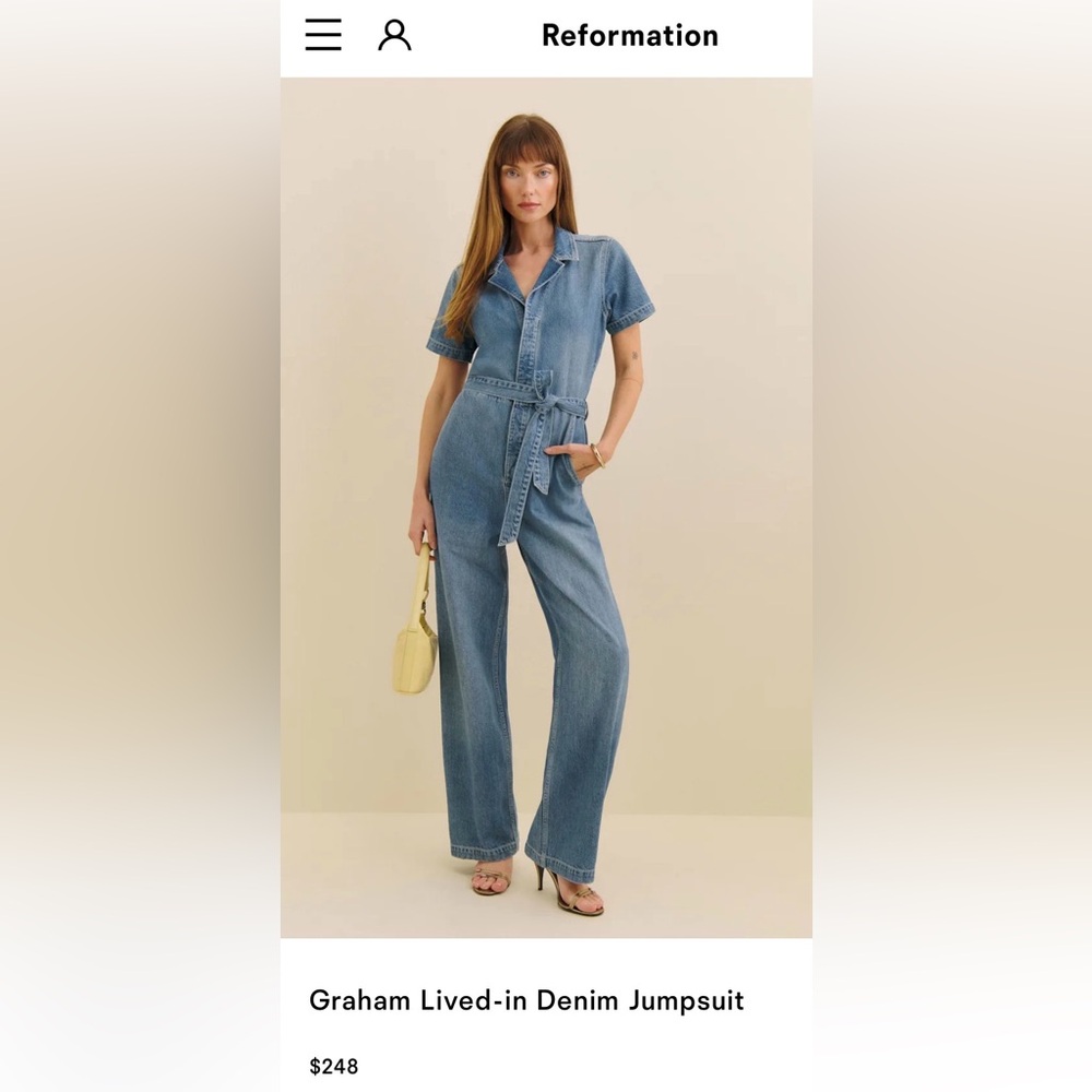 Reformation Graham Lived-in Denim Jumpsuit